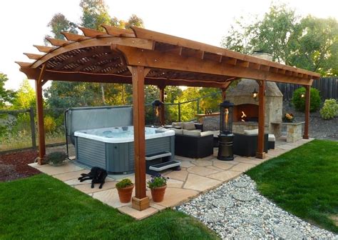 Pergola With Jacuzzi And Fireplace With Images Hot Tub