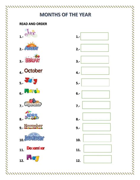 Months Of The Year Interactive Worksheet