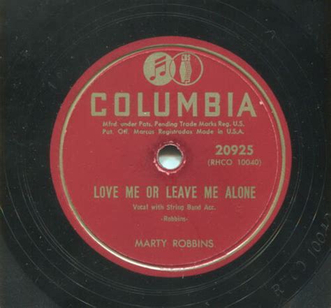 Marty Robbins Love Me Or Leave Me Alone Classic Country 78 Rpm Record