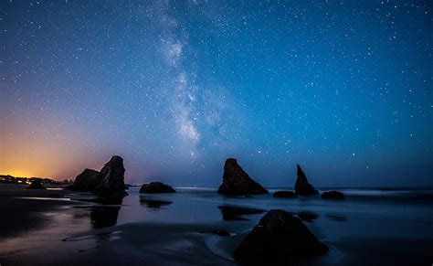 Wallpaper Usa Stars Bandon Beach Oregon Beaches Sea Crag Nature Sky
