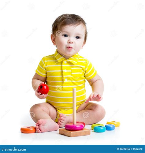 Baby Boy Playing With Colorful Toy Stock Photo Image Of Cute