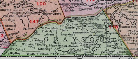 Grayson County Virginia Map 1911 Rand Mcnally Independence
