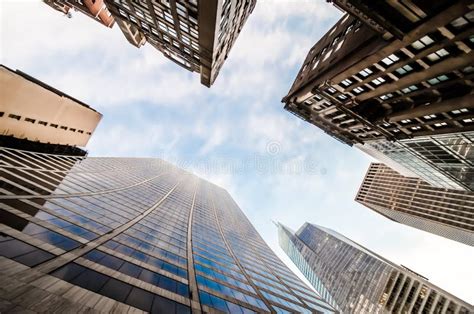 New York Skyscrapers From The Ground View Low Angle Photo Stock Photo