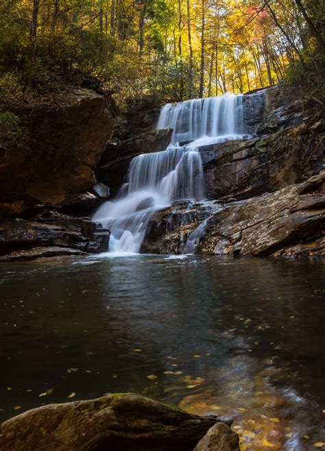A Lovely Waterfall In The Blue Ridge Mountains Of North Carolina Near