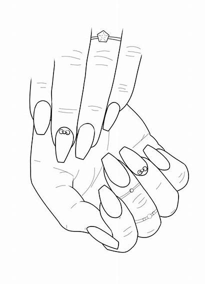 Nail Coloring Clipart Pages Adult Colouring Hand