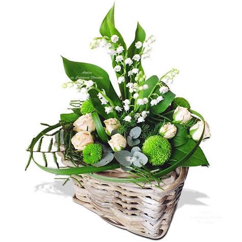 Lily of the valley with its sword like upright leaves and humble hanging. composition Muguet