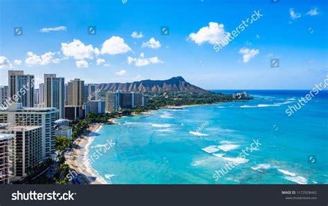 Waikiki Beach And Diamond Head Crater Including The Hotels And