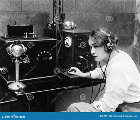 Woman Sending Morse Code Using Telegraph Stock Photo Image 52011836