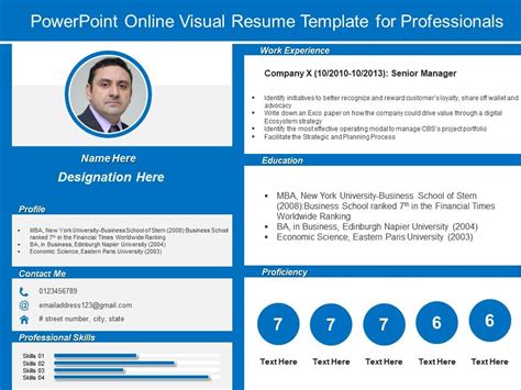 Powerpoint Online Visual Resume Template For Professionals Powerpoint