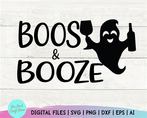 Boos And Booze Svg Here For The Boos Halloween Svg Cute Etsy