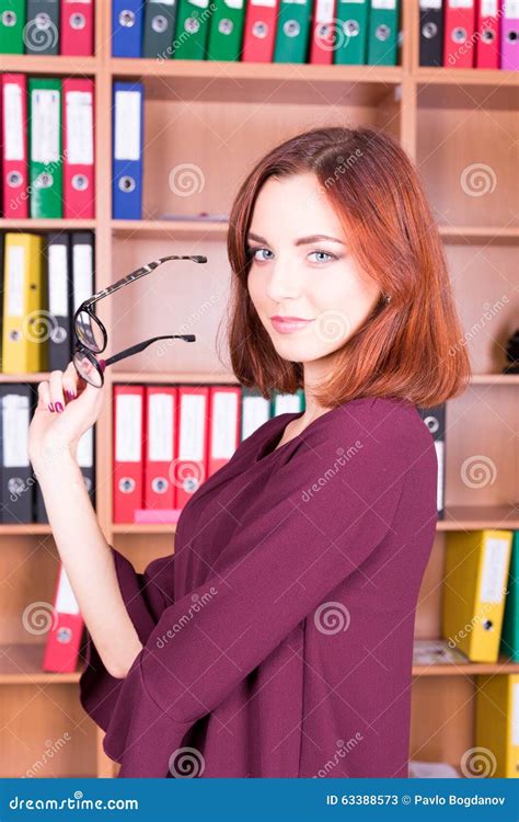 Smiling Pretty Secretary In Th Office Stock Image Image Of Hair