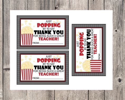 Teacher Appreciation Printable Tag Just Popping By To Say Etsy