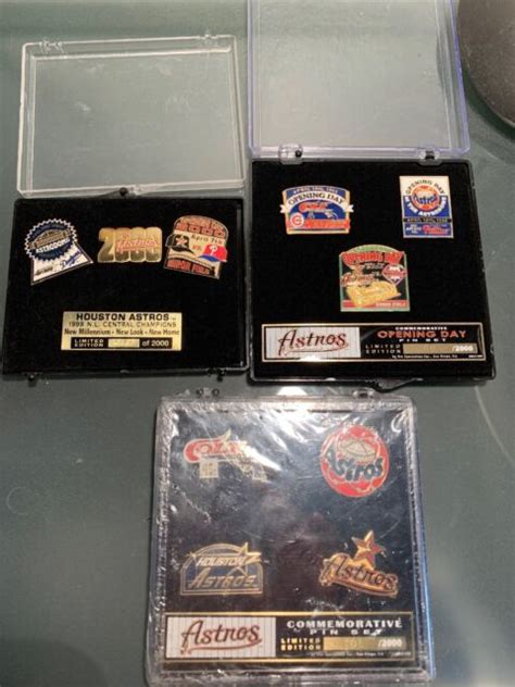 Houston Astros Original Vintage Enron Field Le 2000 Pin Set Astrodome
