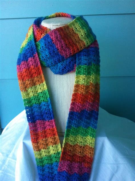 Crochet Rainbow Scarf Striped Scarf Long Scarf