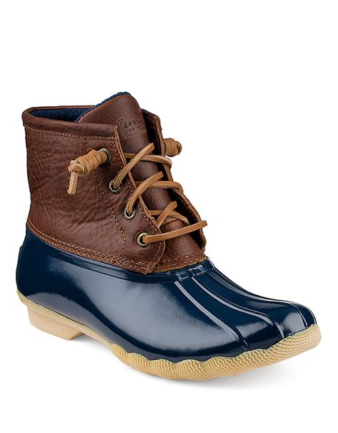 Sperry Top Sider Saltwater Leather Booties In Blue Lyst