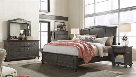Aspenhome Oxford 4pc Sleigh Bedroom Set In Peppercorn Est Ship Time Is