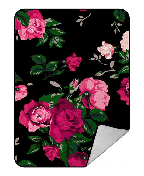 Gckg Red Rose Flower Pink Floral Fleece Blanket Crystal Velvet Front