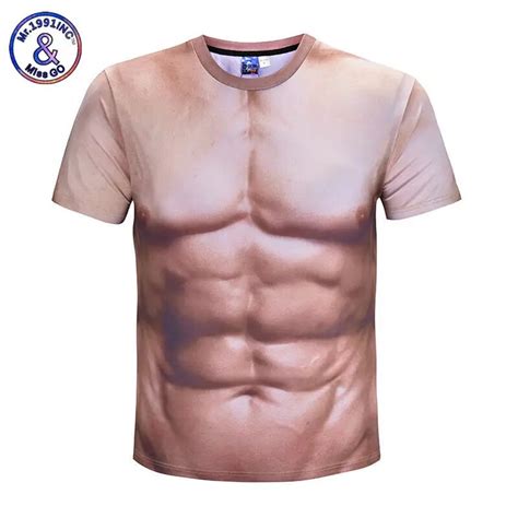 Novelty Summer Nude Tops Tees New Mens 3d Naked Muscle T Shirt Funny T Shirts Sexy Man Tee Shirt