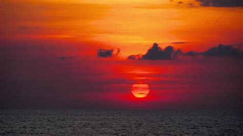 Red Sunset Over Ocean By Ivz Videohive