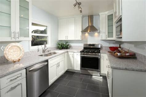 Tile floors are a natural choice for kitchens. Farmhouse Kitchen Cabinet And Countertops Ideas Countertop ...
