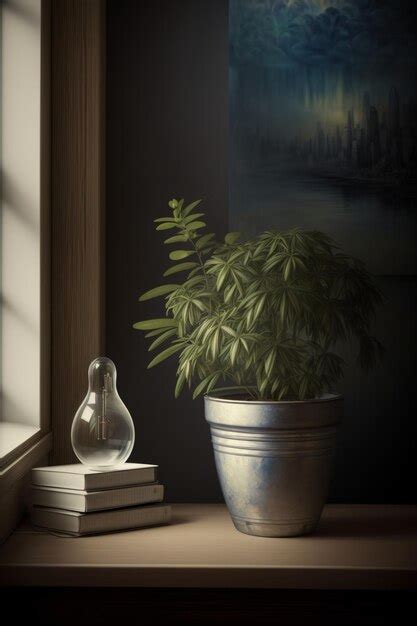 Premium Ai Image A Potted Plant Sitting On Top Of A Table Next To A