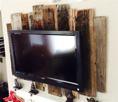 Rustic Tv Wall Panel Made From Fence And Barn Wood Wall Mounted Tv