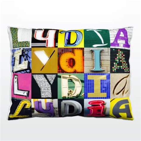 Personalized Pillow Featuring The Name Lydia In Photos Of Actual Sign