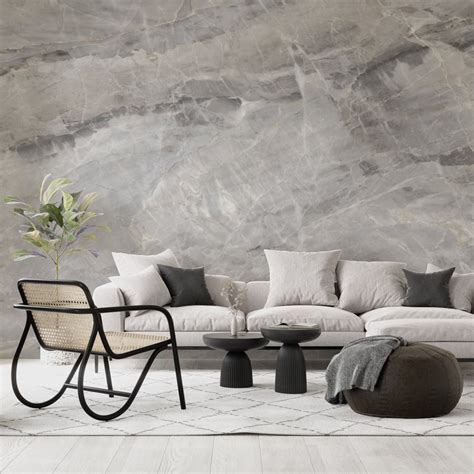 Grey Marble Wall Mural Peel And Stick Marble Wallpaper Etsy