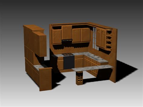 G Shaped Kitchen Cabinet 3d Model 3dsmax3dsautocad Files Free