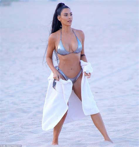 Kim Kardashian Flaunts Her Banging Body In Sexy Silver Bikini As She