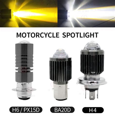 Dual Color Ba20d H4 Motorcycle Electric Led Headlight Bulbs Hight Low Beam Motorbike 3000k 6000k