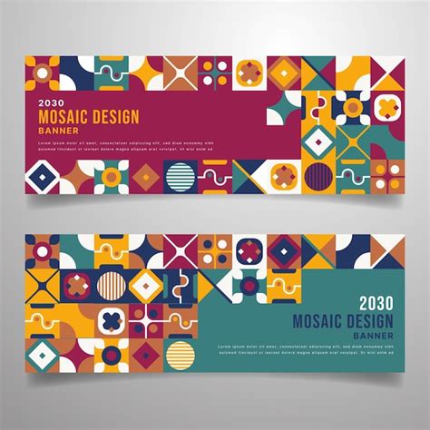 Free Vector Flat Design Colorful Mosaic Banners