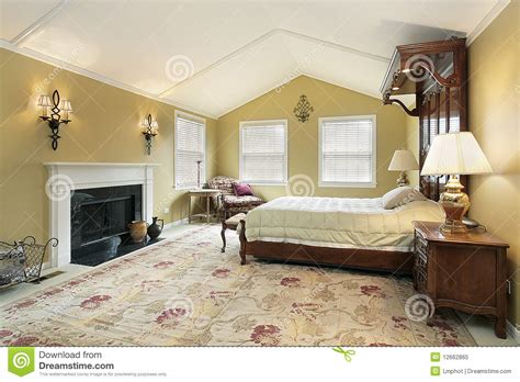 master bedroom  gold walls stock image image  residence house