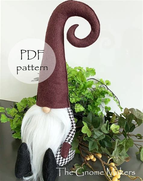 Curly Hat Gnome Pdf Pattern Gnome Patterns Large Gnome Etsy Gnome