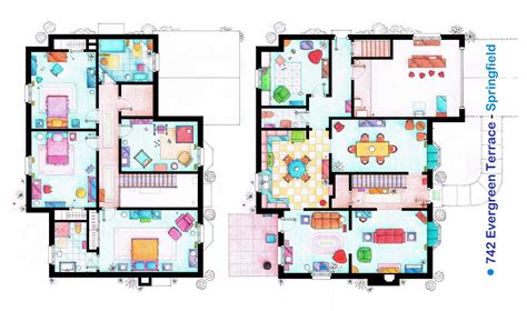 The Simpsons House Rendered Floor Plan House Layouts Sims House Plans