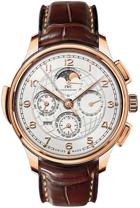 Iwc Grande Complication Silver Dial 18k Rose Gold Brown Leather