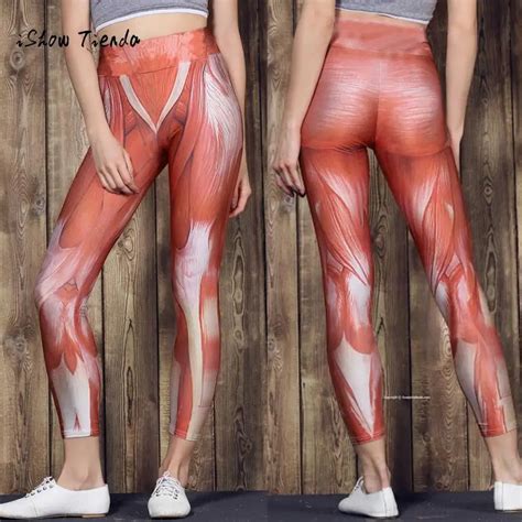New Sexy Muscle Printed High Waist Skinny Bodycon Sport Pants Women Yoga Pants Stretch