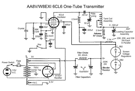 The Aa8vw8exi 6cl6 One Tube Transmitter Schematic Diagrams And