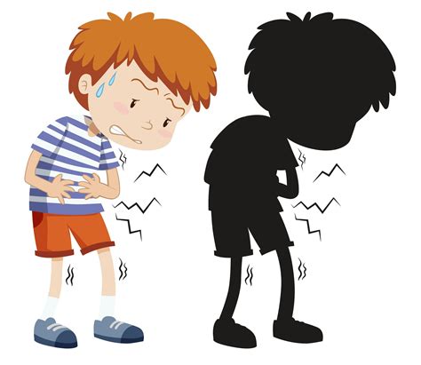 Boy With Stomach Ache In Colour And Silhouette 1541499 Vector Art At