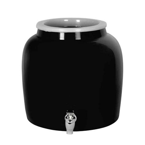Brio Solid Porcelain Ceramic Water Dispenser Crock With Faucet Lead Free Black