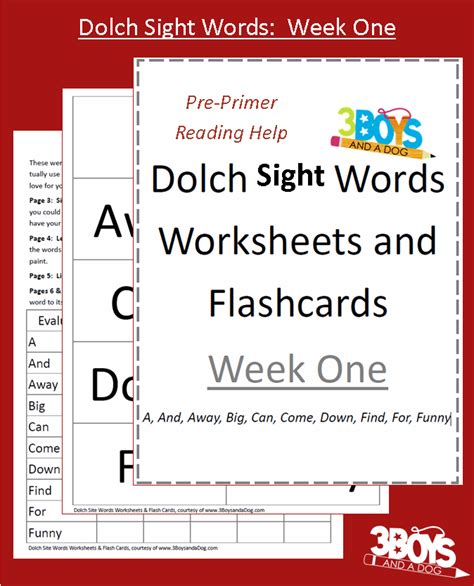 Dolch Sight Words Worksheets Week One 3 Boys And A Dog