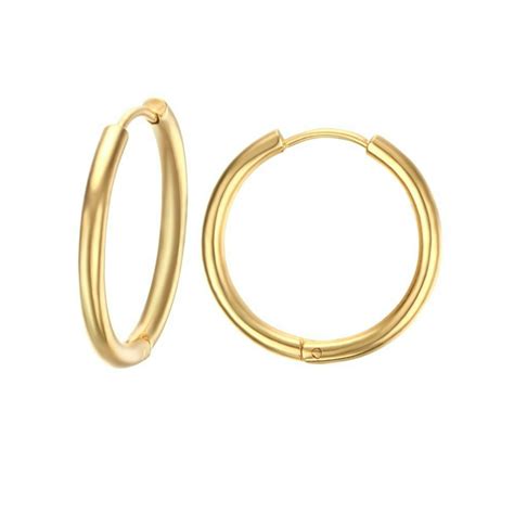 Isaacsong Women 14k Gold Endless Hoop Earrings Gold Chunky Hoops Cartilage Earrings Helix