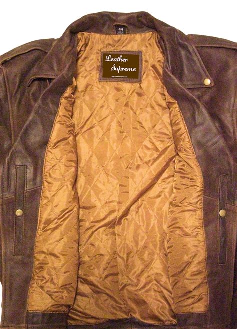 Mens Classic Brown Concealed Carry Buffalo Hide Leather Motorcycle