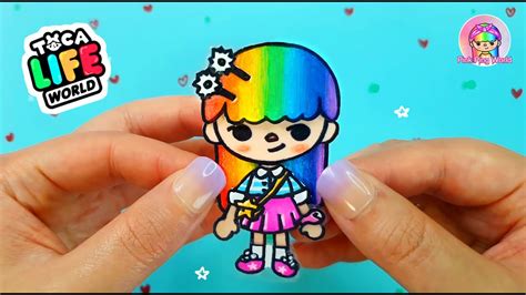 Pink Ping World Toca Life World DIY How To Draw Rainbow Hair Paper Crafts YouTube