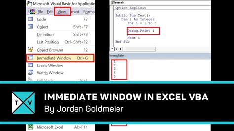 Using The Immediate Window In Vba Excel Tv