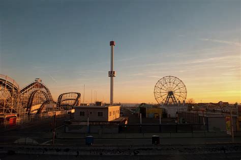 Coney Island Skyline Sunset By Joseph O Holmes