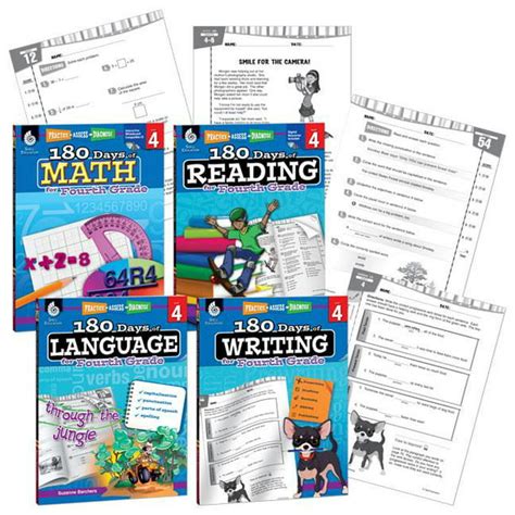 180 Days Of Practice 4th Grade Workbook Set Includes 4 Assorted