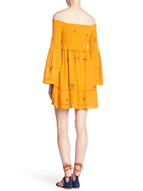Free People Free People Yellow Counting Daisies Embroidered Off The