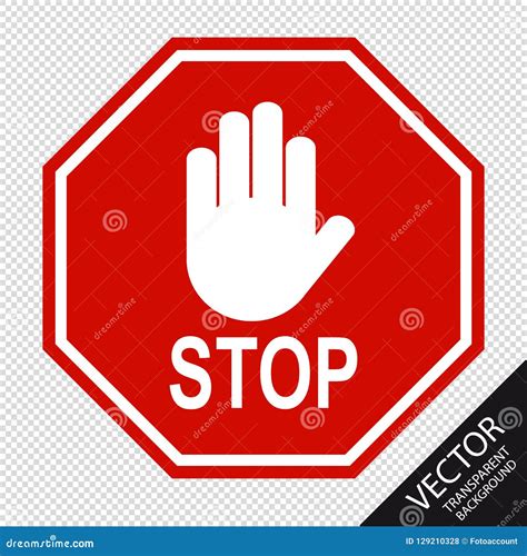 Red Stop Sign And Hand Signal Vector Illustration Isolated On