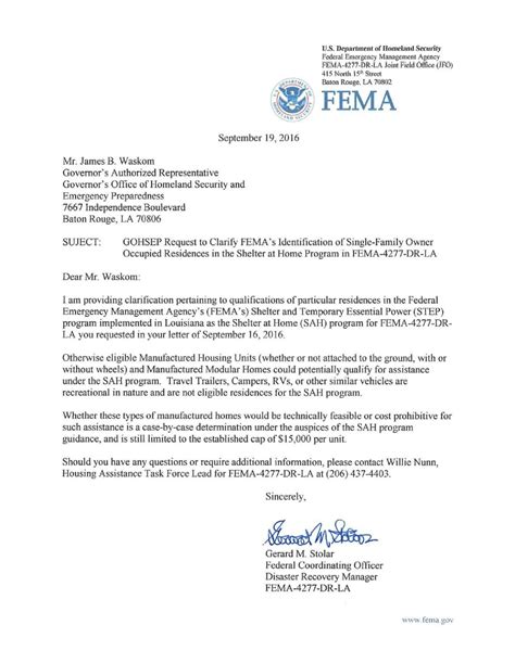 Sample Fema Appeal Letter